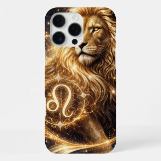 Funda Para iPhone 16 Pro Max Signo zodiacal Leo con majestad dorada
