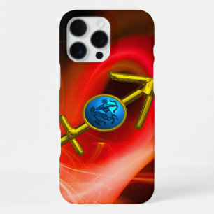 Funda Para iPhone 16 Pro Max SIGNO ZODIACAL SAGITARIO,Remolinos fractales rojos