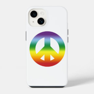 Funda Para iPhone 14 Signos de Paz Arcoíris en Colores de Verano sobre