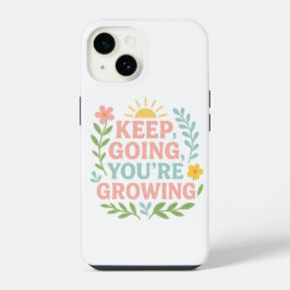 Funda Para iPhone 14 Sigue creciendo la floral motivacional