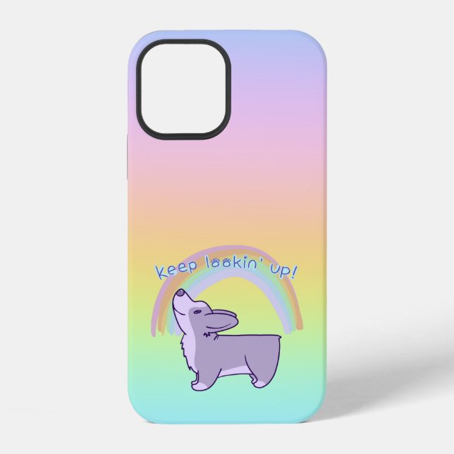Funda Para iPhone "¡Sigue mirando arriba!" Corgi Arcoíris (Reverso )