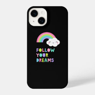 Funda Para iPhone 14 Sigue tus sueños una nube arcoiris suave