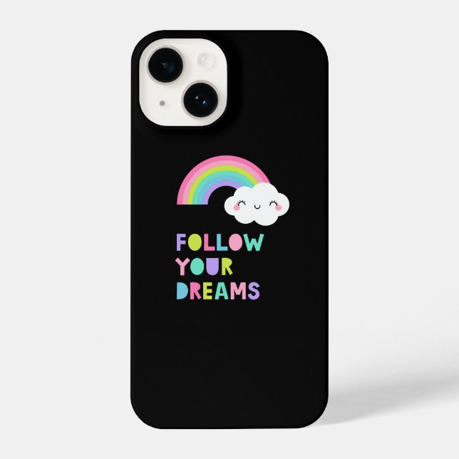 Funda Para iPhone Sigue tus sueños una nube arcoiris suave (Reverso )