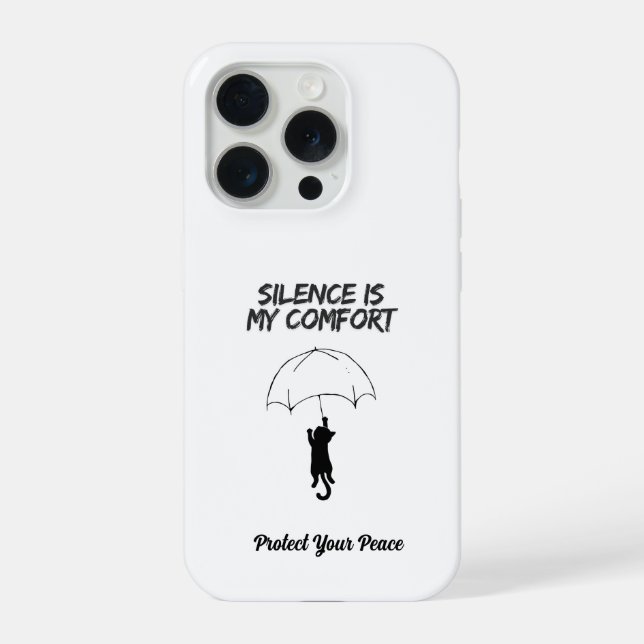 Funda Para iPhone Silence Is My Comfort – Editable Quote Cat iPhone  (Reverso )