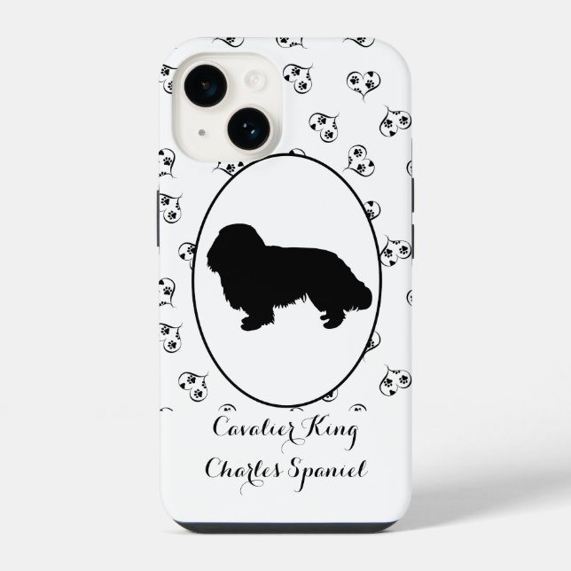 Funda Para iPhone Silueta de Cavalier King Charles Spaniel (Reverso )