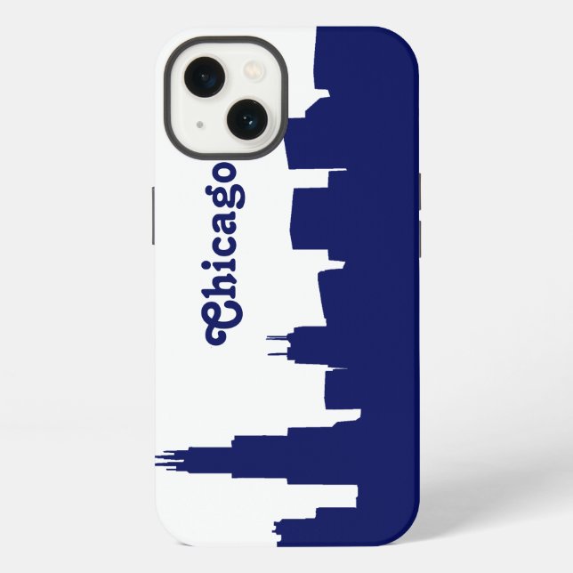 Funda Para iPhone Silueta de Chicago Azul (Reverso )
