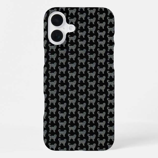 Funda Para iPhone Silueta de Cockapoo Cuadrícula Amarilla y Negra (Reverso )