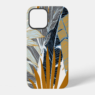 Funda Para iPhone 12 Silueta de hojas tropicales doradas