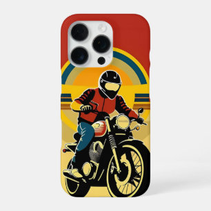 Funda Para iPhone 16 Pro Silueta de motociclista retro