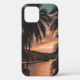 Funda Para iPhone 12 Silueta de palmera durante la hora dorada