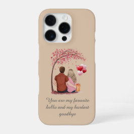 Funda Para iPhone 16 Pro Silueta de pareja romántica "Hola favorito" cita 