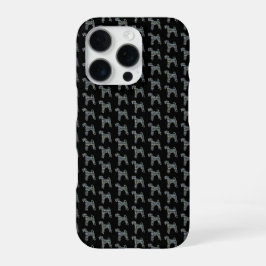 Funda Para iPhone 16 Pro Silueta de perro Airedale Terrier Amarillo Cuadríc