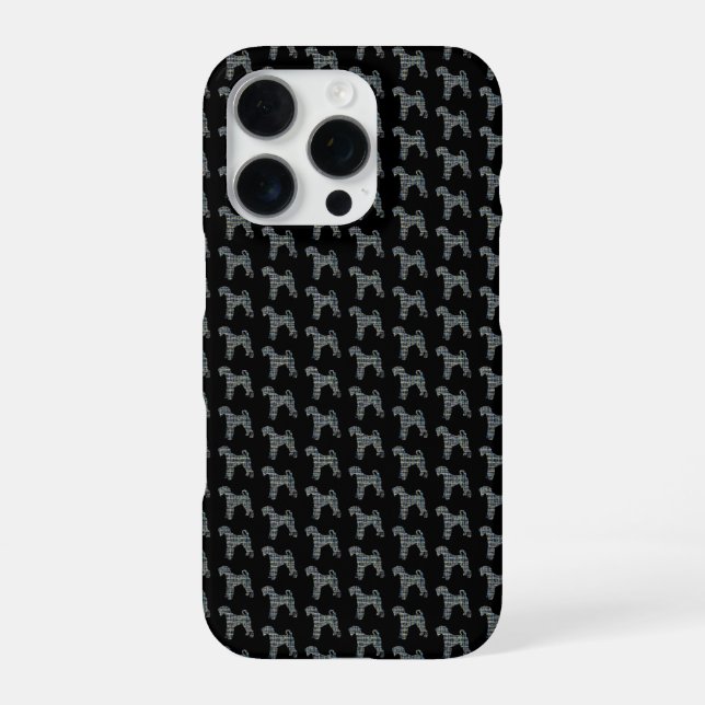 Funda Para iPhone Silueta de perro Airedale Terrier Amarillo Cuadríc (Reverso)
