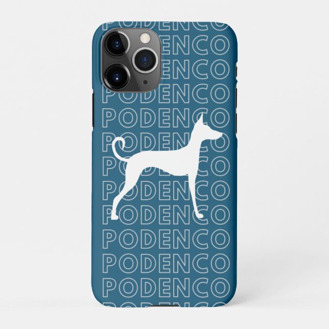 Funda Para iPhone Silueta de perro podenco en blanco (Reverso)