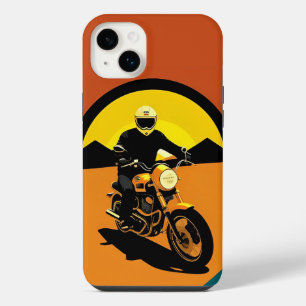 Funda Para iPhone 14 Plus Silueta de piloto de motocicleta retro