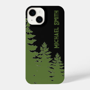 Funda Para iPhone 14 Silueta minimalista de pino blanco y negro