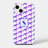 Silueta Mono Blanca de Perro Schnauzer Rosa