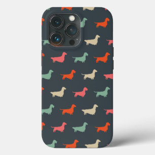 Funda Para iPhone 13 Pro Siluetas de Dachshund Amante del Perro Wiener
