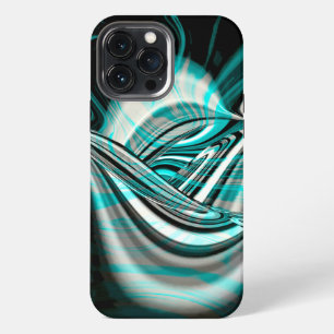 Funda Para iPhone 13 Pro Max Silvery ondulada ondulada bajo el humo verde cian