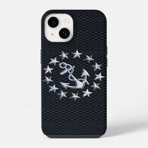 Funda Para iPhone 14 Símbolo de bandera de yate náutico en cromo en dec