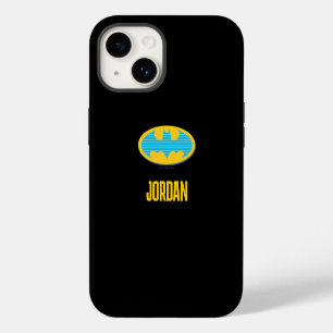 Funda Para iPhone 14 Símbolo de Batman Rayas Cian