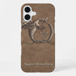 Funda Para iPhone 16 Plus Símbolo de dragón de cuero falso con nombre