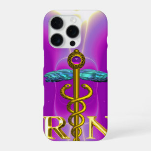 Funda Para iPhone 16 Pro SÍMBOLO DE ENFERMERA REGISTRADA CADUCEO DE ORO Ros