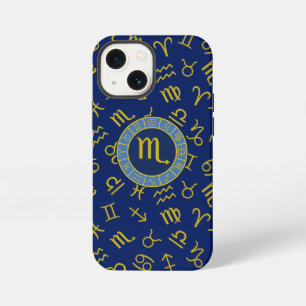 Funda Para iPhone 13 Mini Símbolo de Escorpio Zodiac+Patrón de Símbolos de A
