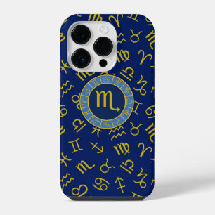 Funda Para iPhone 14 Pro Símbolo de Escorpio Zodiac+Patrón de Símbolos de A
