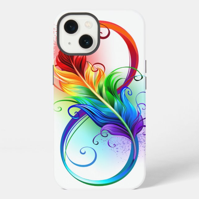 Funda Para iPhone Símbolo de infinito con pluma de arcoíris (Reverso )