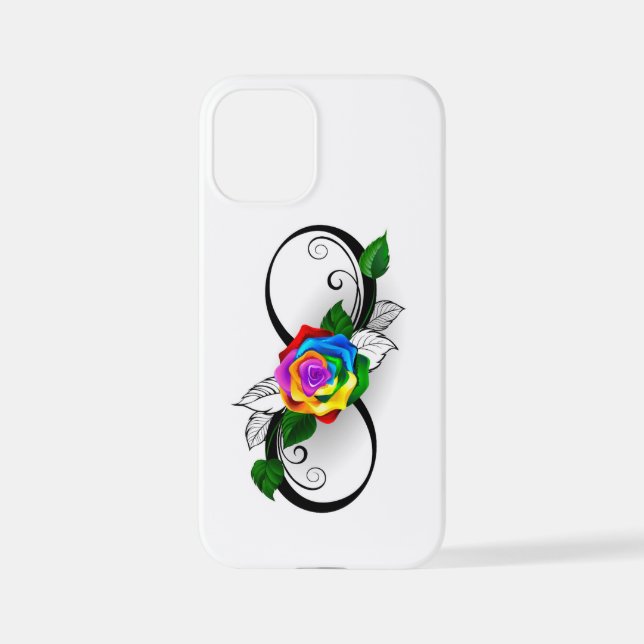 Funda Para iPhone Símbolo de infinito con rosa de arcoíris (Reverso )