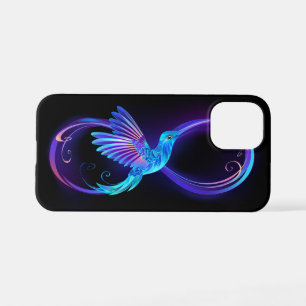 Funda Para iPhone 12 Mini Símbolo de infinito neón con colibrí brillante