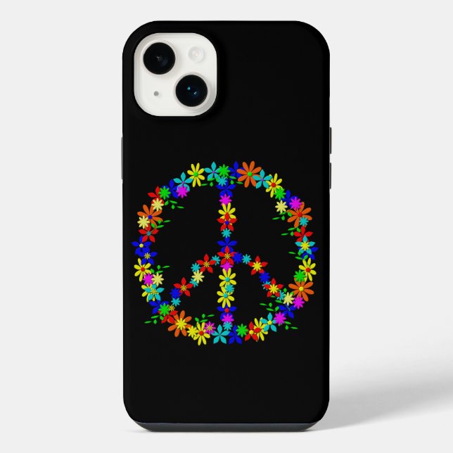 Funda Para iPhone Símbolo de la paz Poder de la flor  (Reverso)