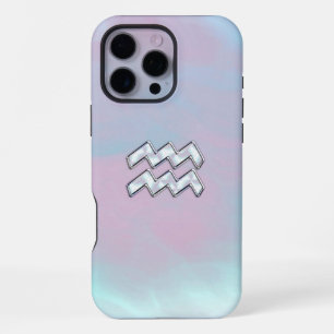 Funda Para iPhone 16 Pro Max Símbolo del Zodiaco Acuario en Nácar de Concha Nác