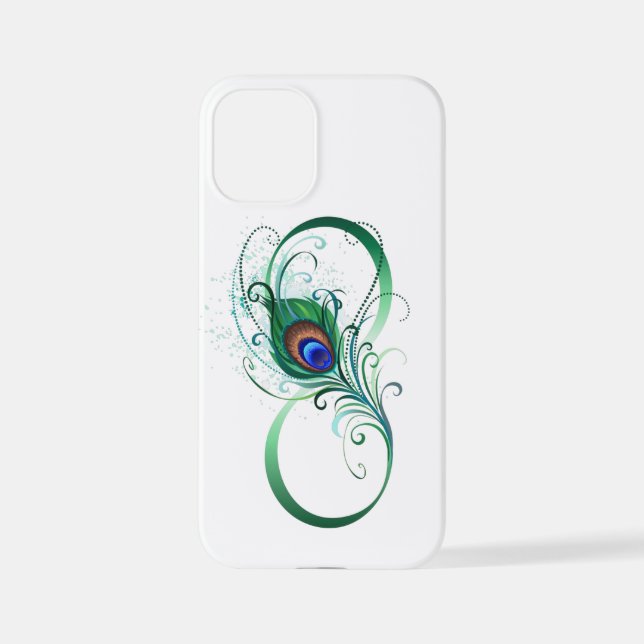 Funda Para iPhone Símbolo infinito con pluma de pavo real (Reverso )