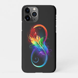 Funda Para iPhone 11Pro Símbolo infinito con plumas arcoiris