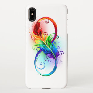 Funda Para iPhone XS Max Símbolo infinito con plumas arcoiris