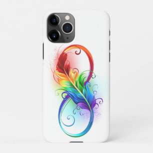 Funda Para iPhone 11Pro Símbolo infinito con plumas arcoiris