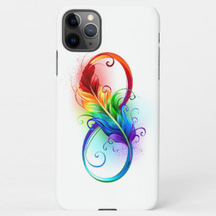 Funda Para iPhone 11Pro Max Símbolo infinito con plumas arcoiris