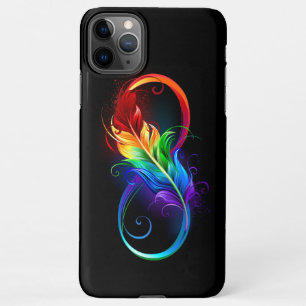 Funda Para iPhone 11Pro Max Símbolo infinito con plumas arcoiris