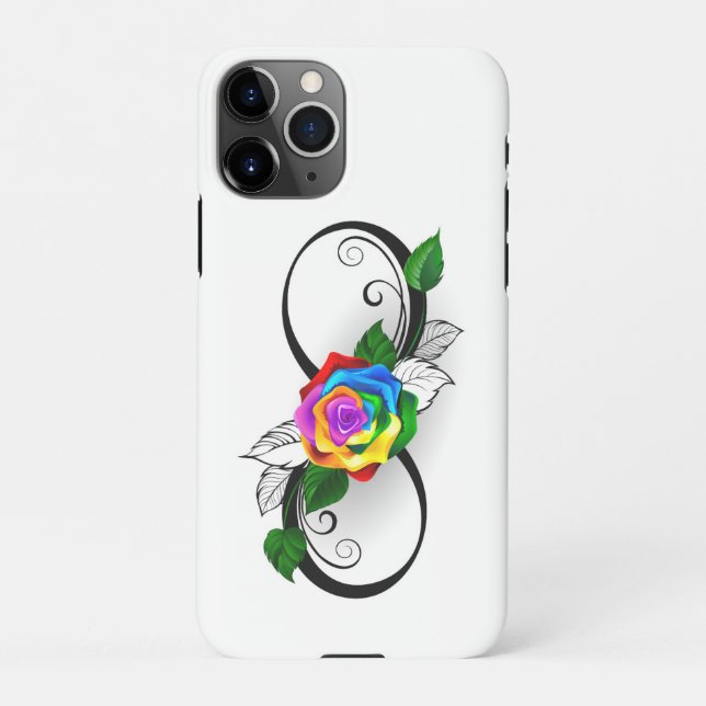 Funda Para iPhone Símbolo infinito con Rosa arcoiris (Reverso)