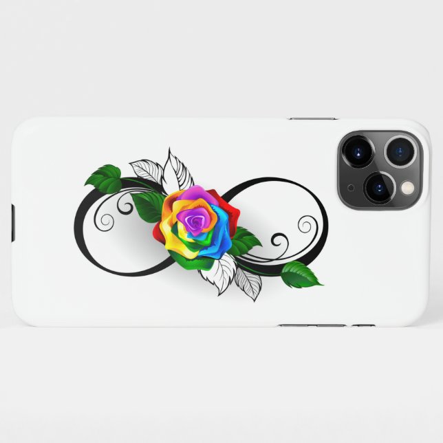 Funda Para iPhone Símbolo infinito con Rosa arcoiris (Reverso horizontal)