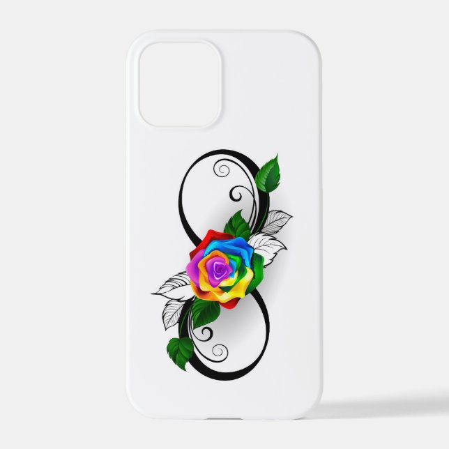 Funda Para iPhone Símbolo infinito con Rosa arcoiris (Reverso )