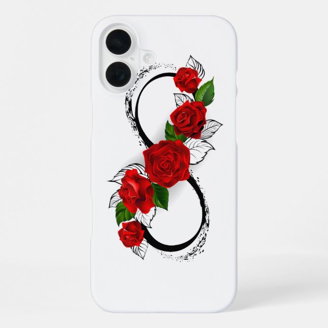 Funda Para iPhone Símbolo infinito con rosas rojas (Reverso )