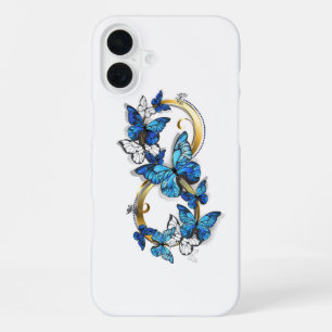 Funda Para iPhone 16 Plus Símbolo infinito de mariposas Morpho azules