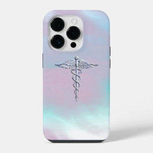 Funda Para iPhone 14 Pro Símbolo médico Caduceo como cromo sobre Nacar de M