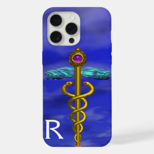 SÍMBOLO MÉDICO CADUCEO DE ORO Monograma de Cielo A