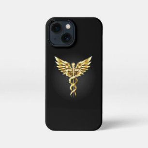 Funda Para iPhone 13 Mini Símbolo poligonal de oro Caduceus