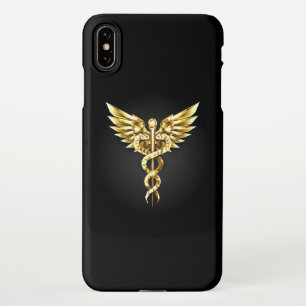 Funda Para iPhone XS Max Símbolo poligonal de oro Caduceus