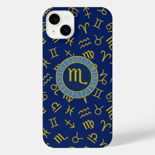 Funda Para iPhone 14 Plus Símbolos Escorpio Zodiaco+Astrología Patrón Gld+Bl